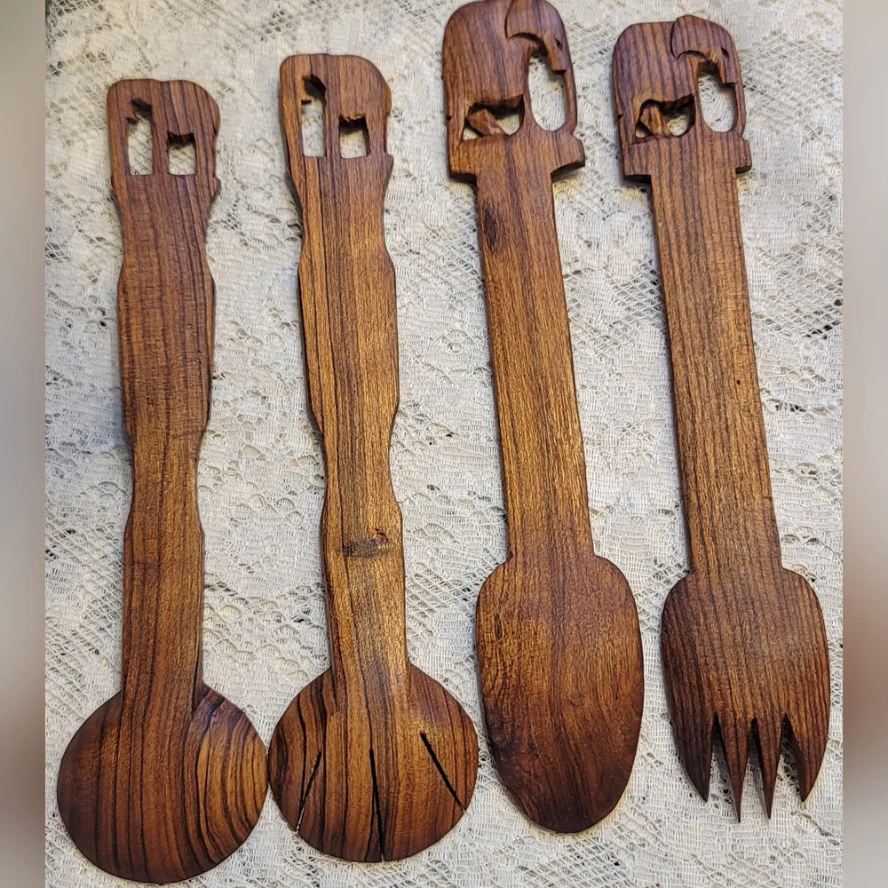 Vintage Elephant MCM Salad Servers 2 Sets